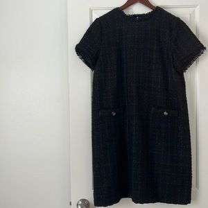 Black tweed shift dress